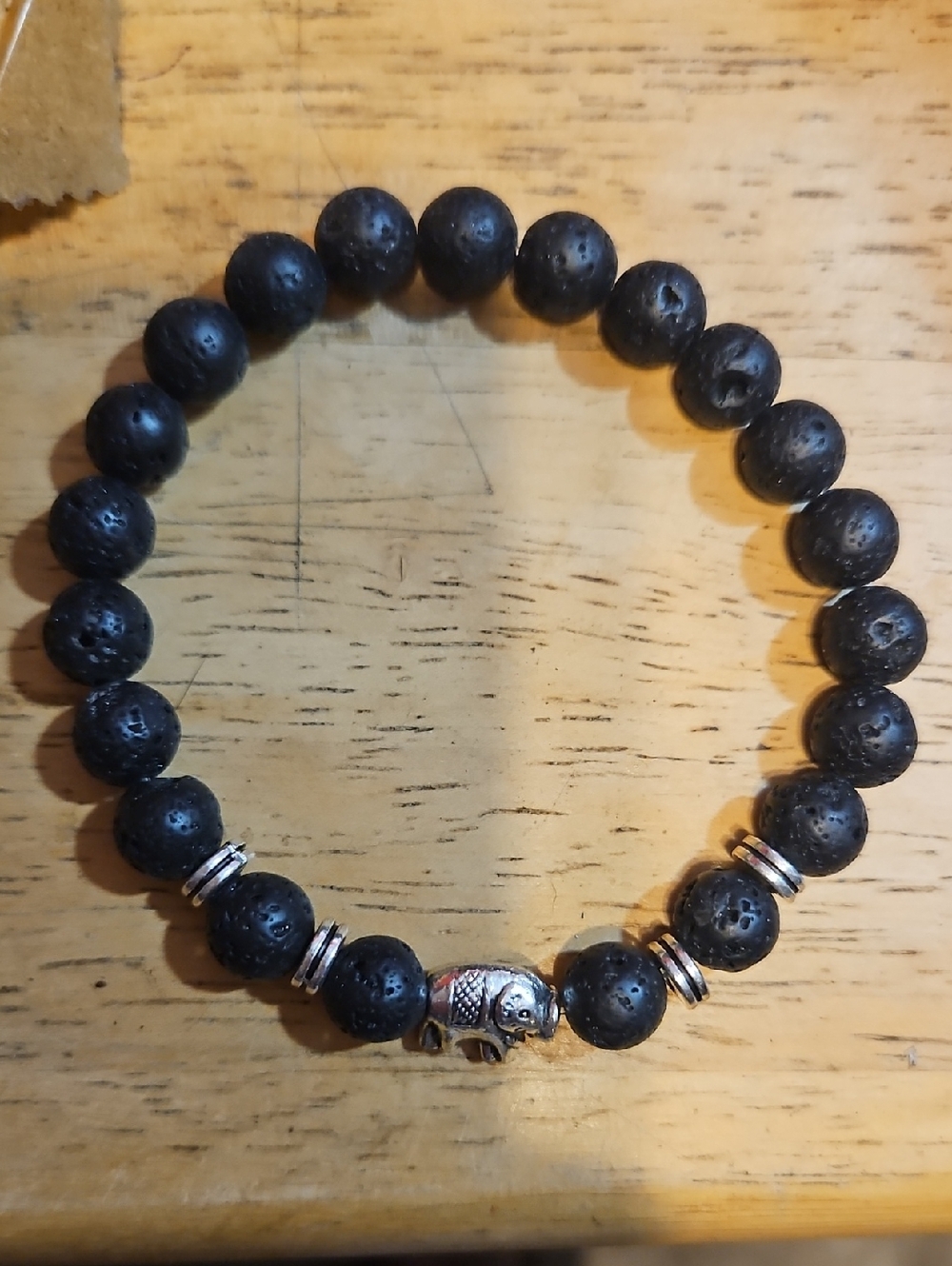 Black Lava Bead Diffuser Elephant Bracelet